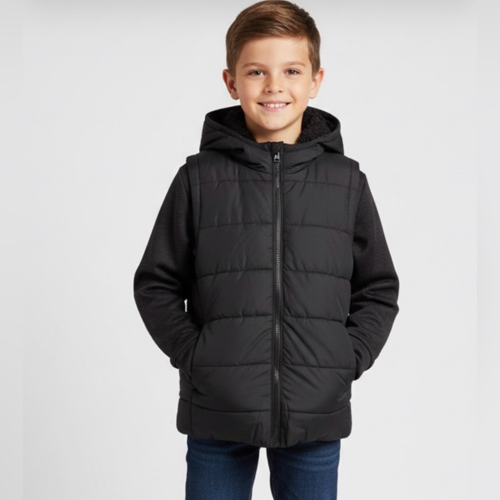 Old Navy Boys Hybrid Puffer Vest Jacket Size M 8 Quilted Winter Warm